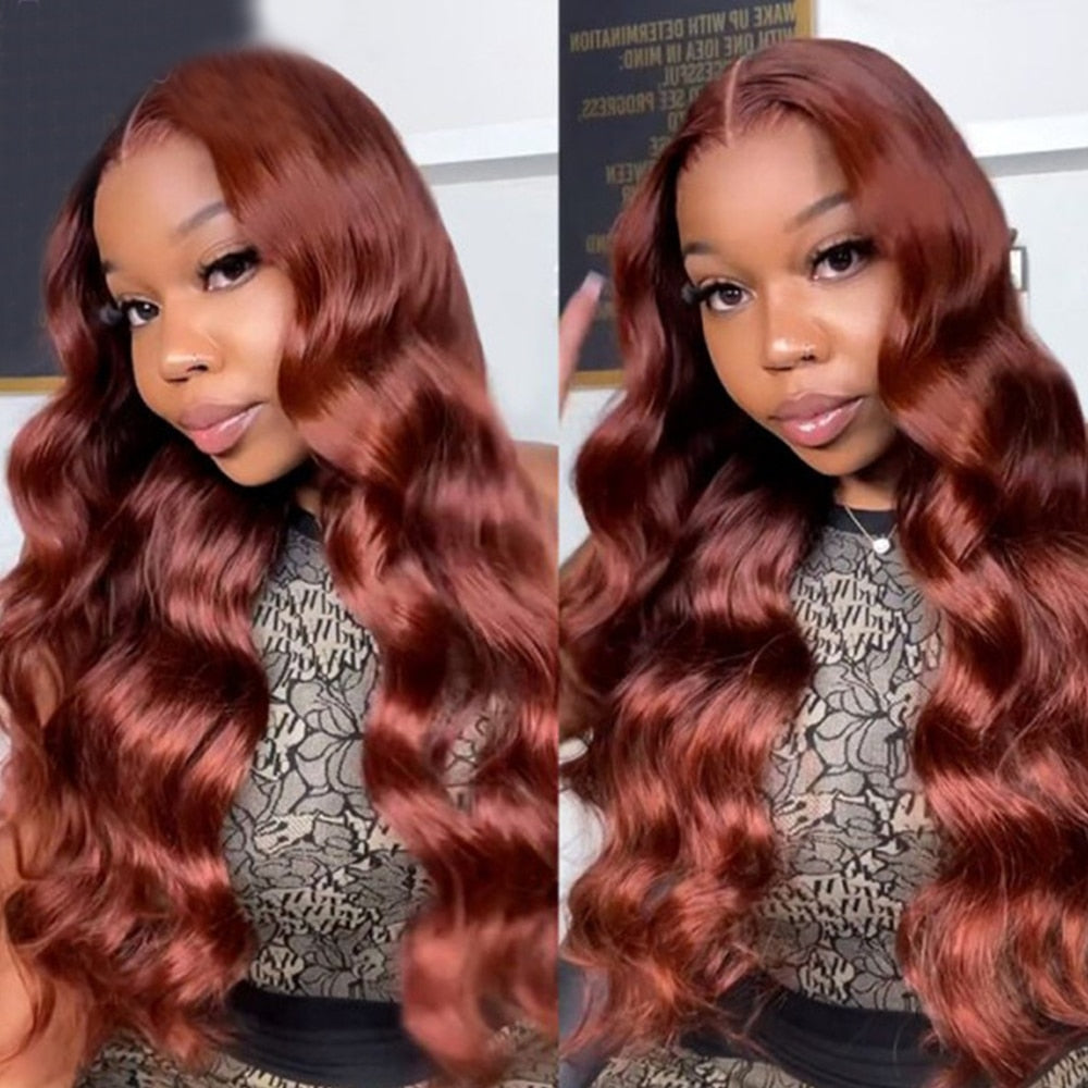 Reddish Brown Body Wave Lace Front Wigs