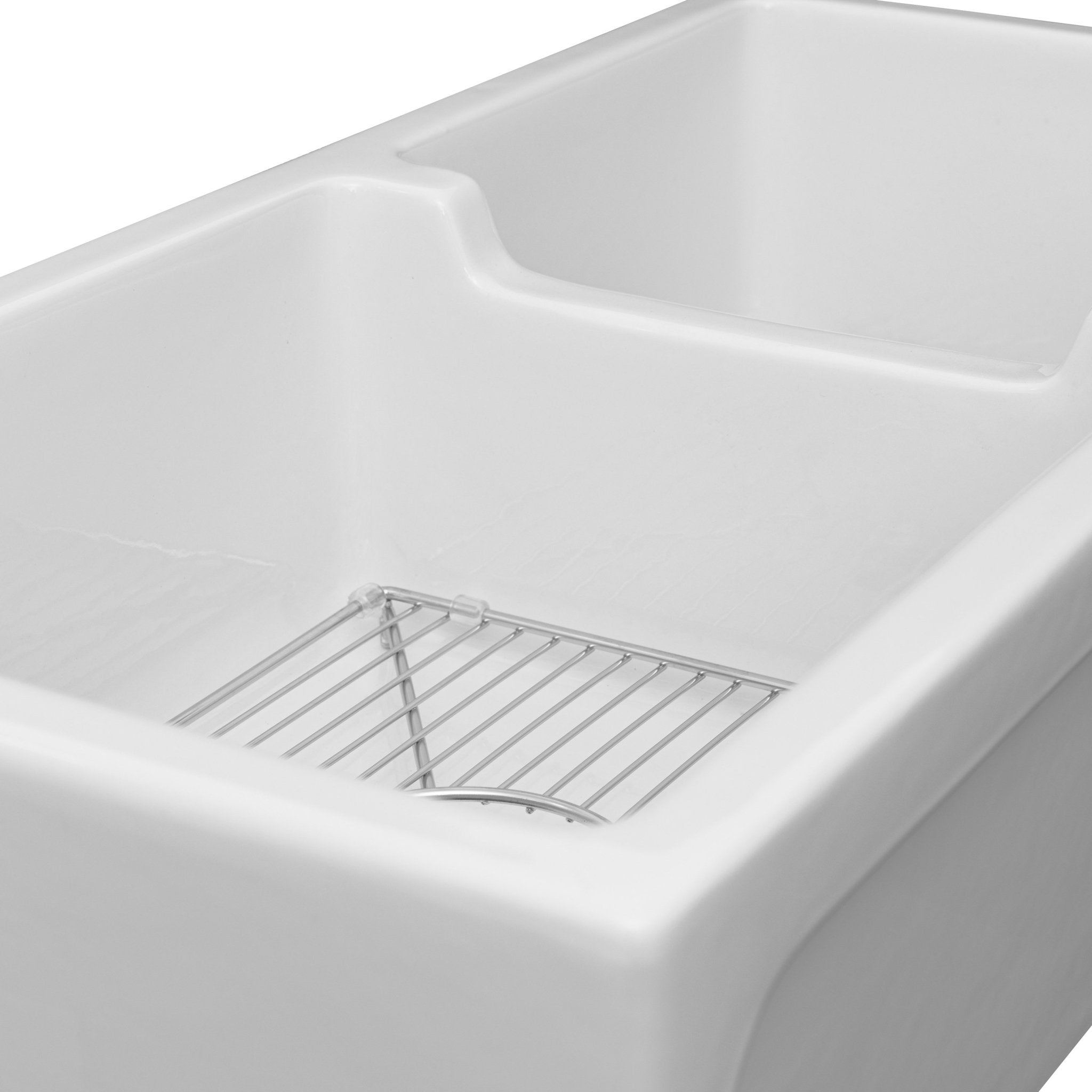 ZLINE Palermo Farmhouse Reversible Fireclay Sink in White Gloss (FRC5121-WH-36)