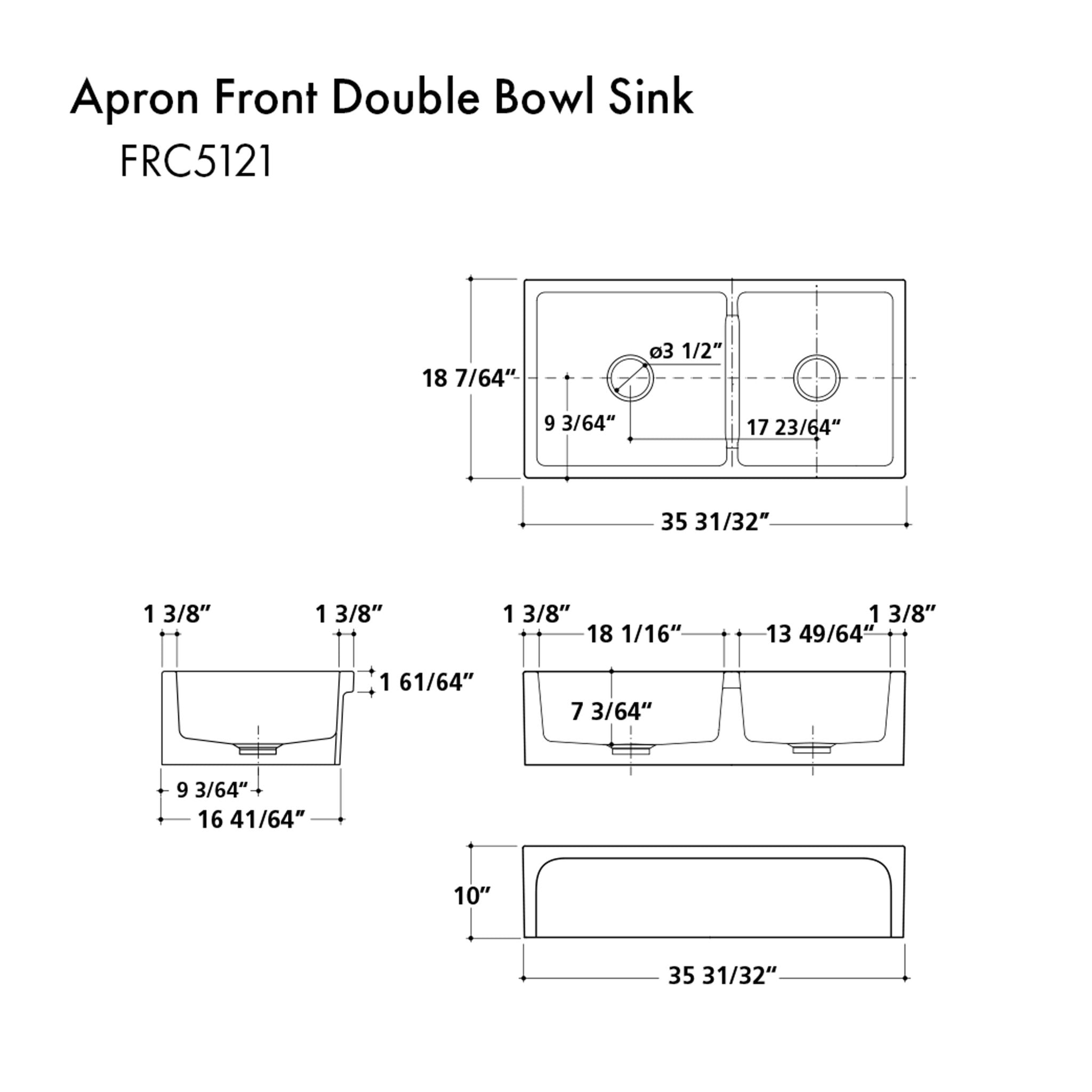 ZLINE Palermo Farmhouse Reversible Fireclay Sink in White Gloss (FRC5121-WH-36)