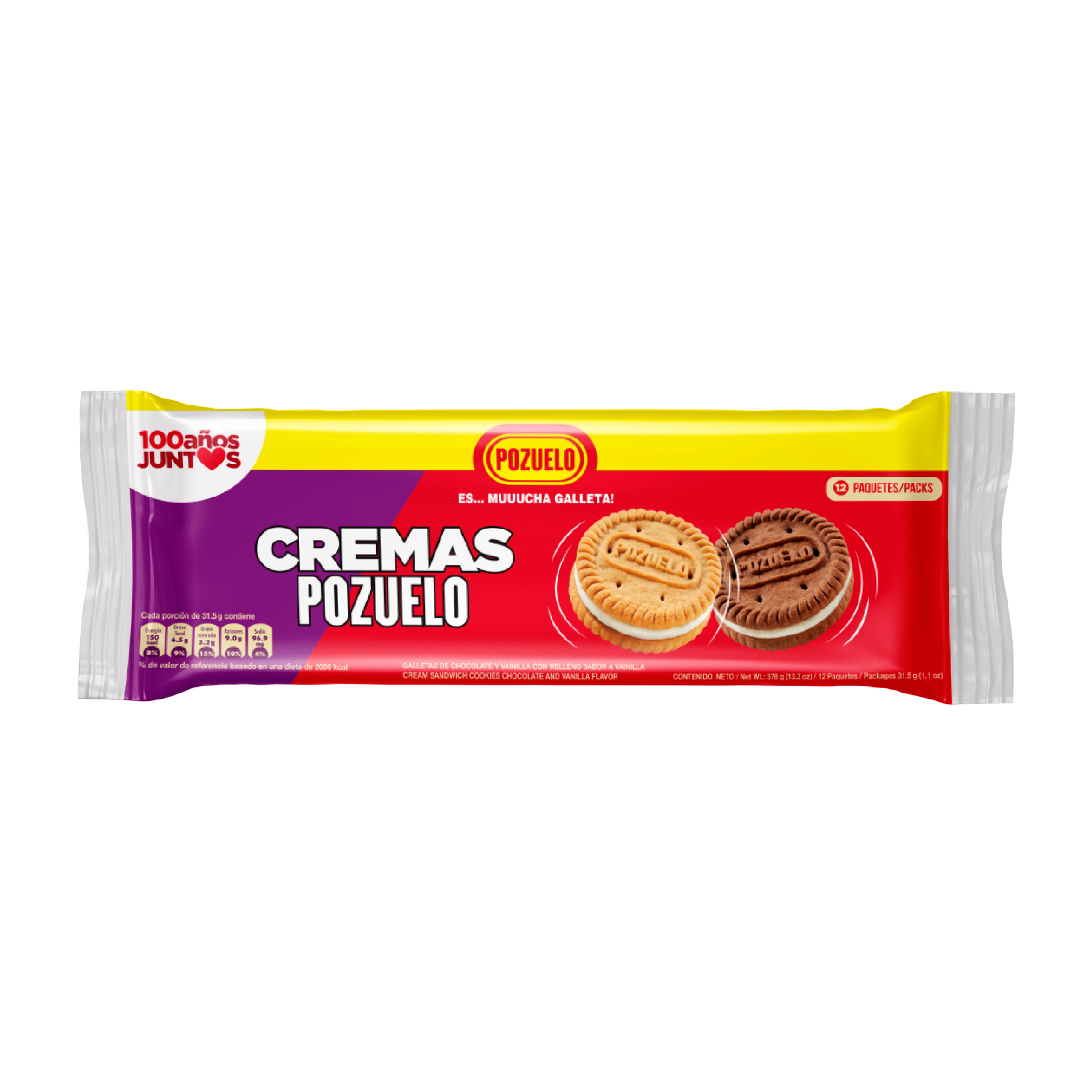 Cremas Pozuelo Mixed, Chocolate-Vanilla, Bag, 13.3 Oz, 12 ct