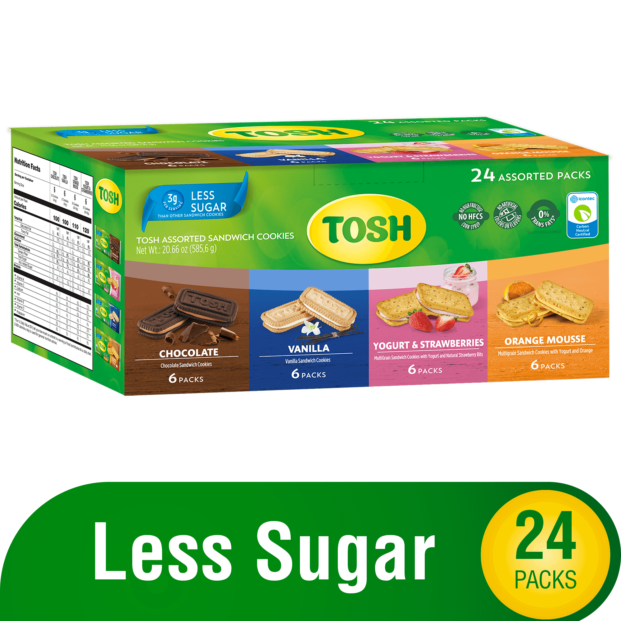 Tosh, Cream Cookies, 24 Assorted Packs, 20.6 Oz