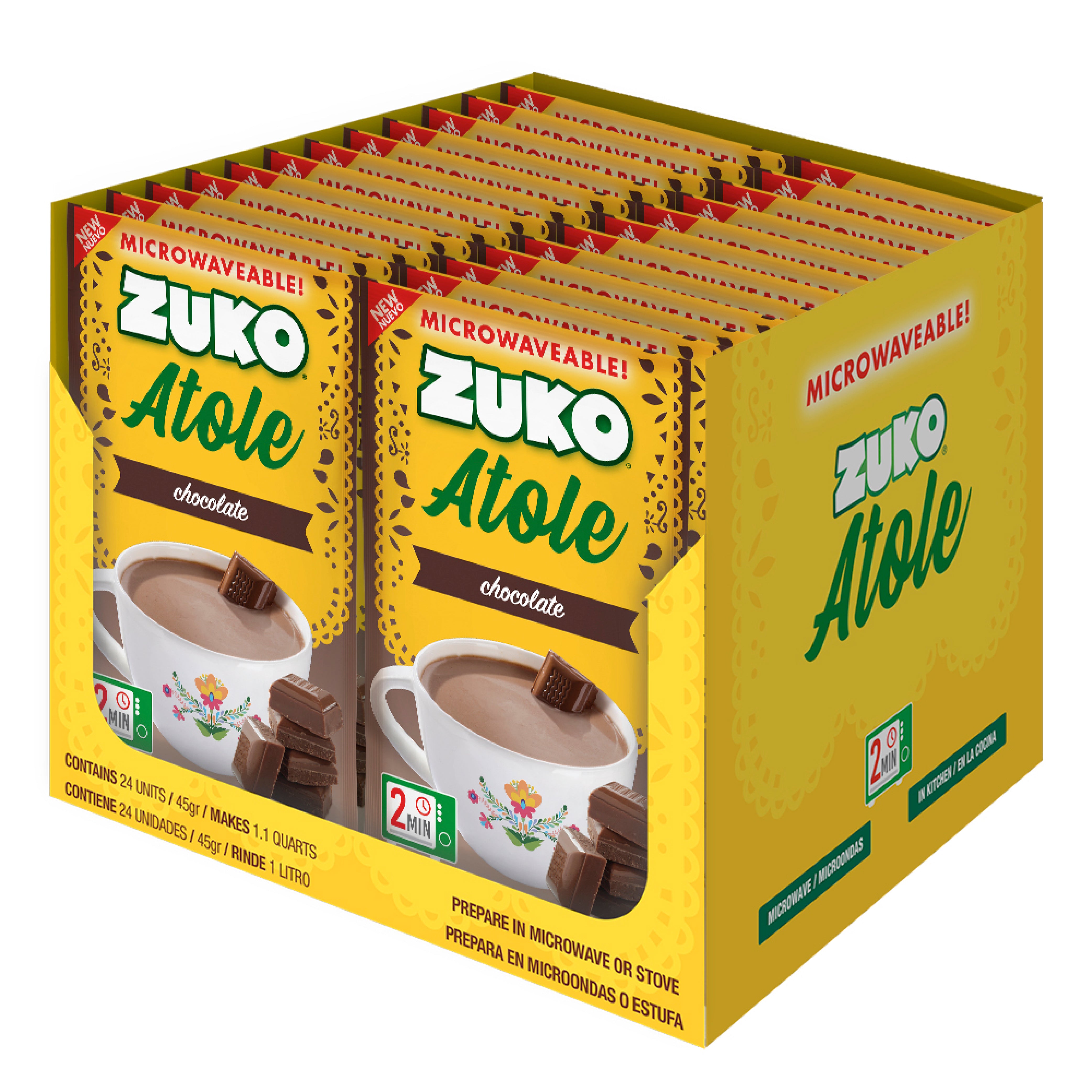 Zuko Atole, Chocolate Display, 24 ct, 1.6 Oz