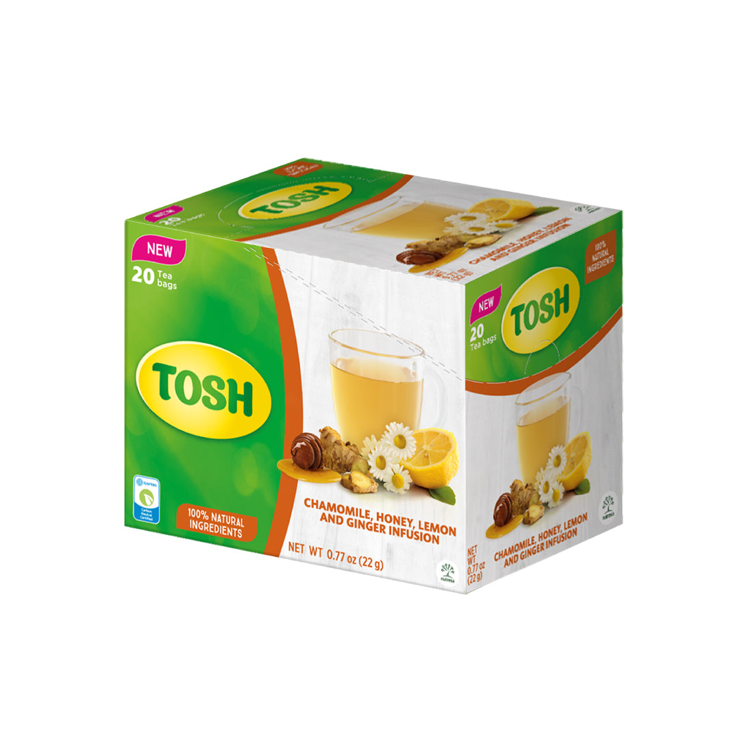 Tosh Chamomile, Honey, Lemon and Ginger Infusion, 0.77 Oz, Box with 20 Tea bags