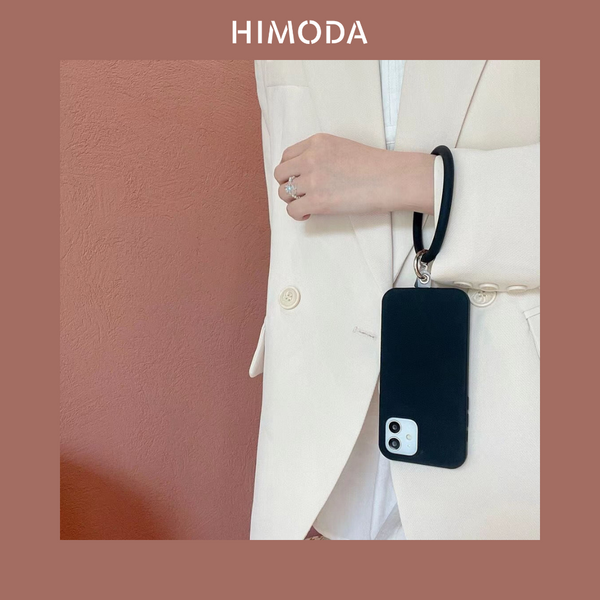 HIMODA silicone iphone 12 /13 case in black with wristlet hoop