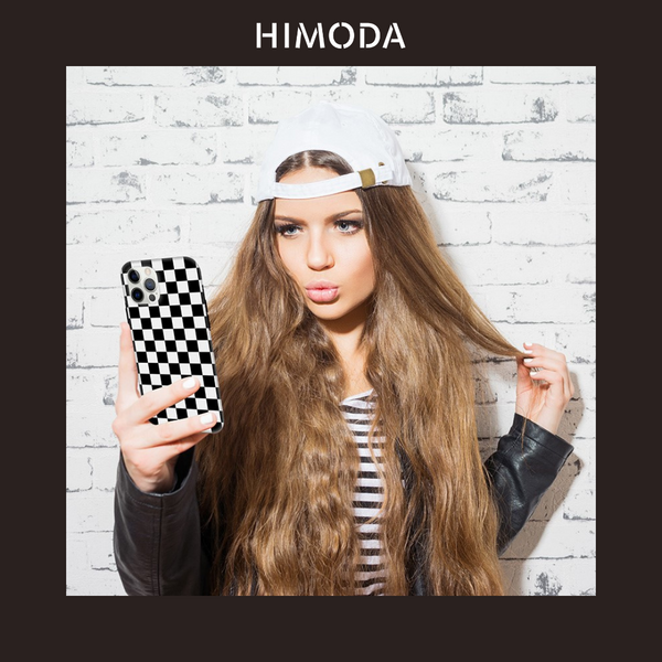 HIMODA stylish iphone 13 pro case- black white checker 