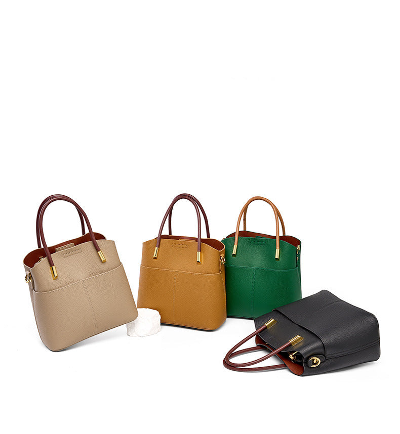 HIMODA leather handbag with 2 shoulder straps- 4 colors