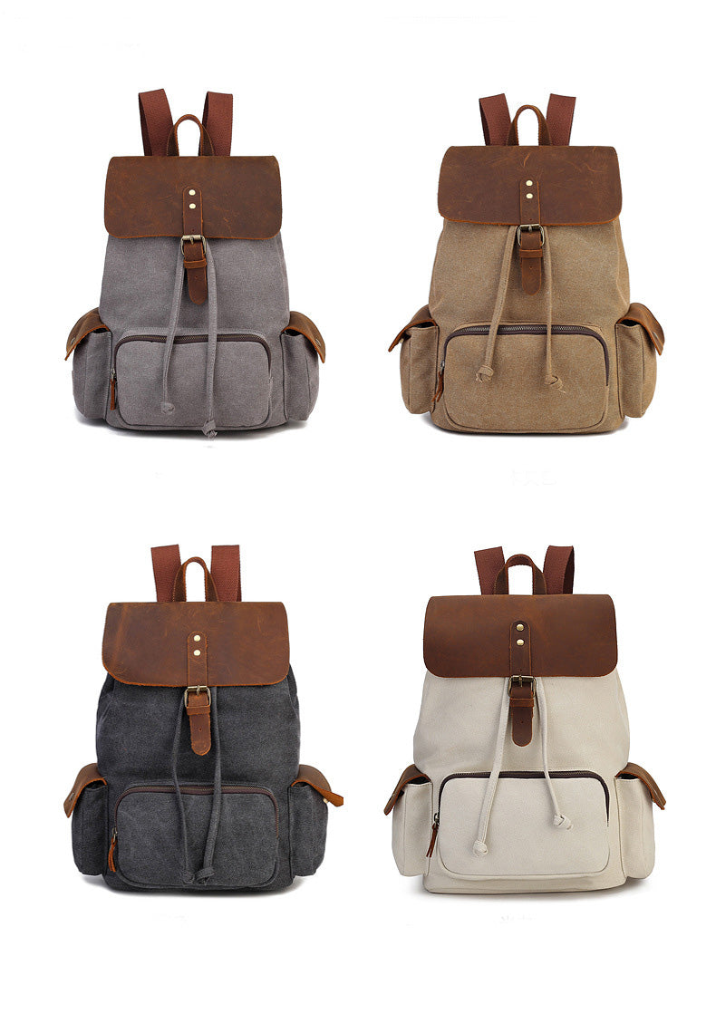 HIMODA canvas backpack-waxed leather-women- detail 1