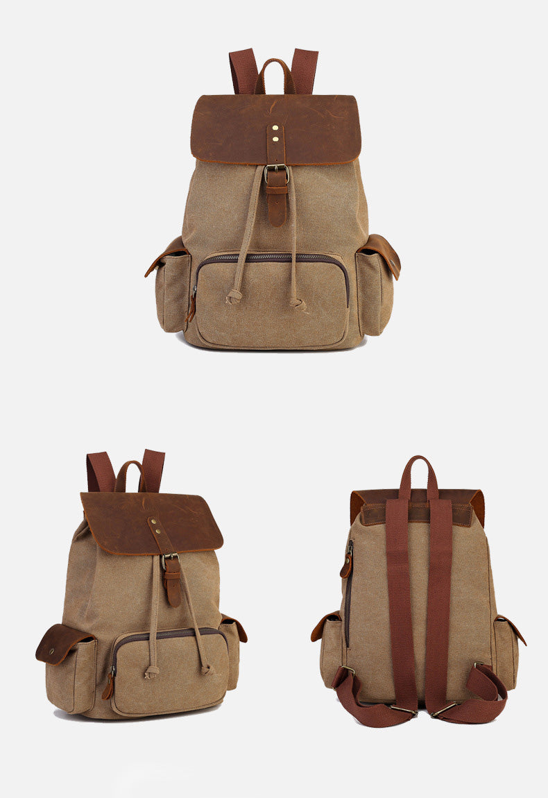 HIMODA canvas backpack-waxed leather-women- detail 3