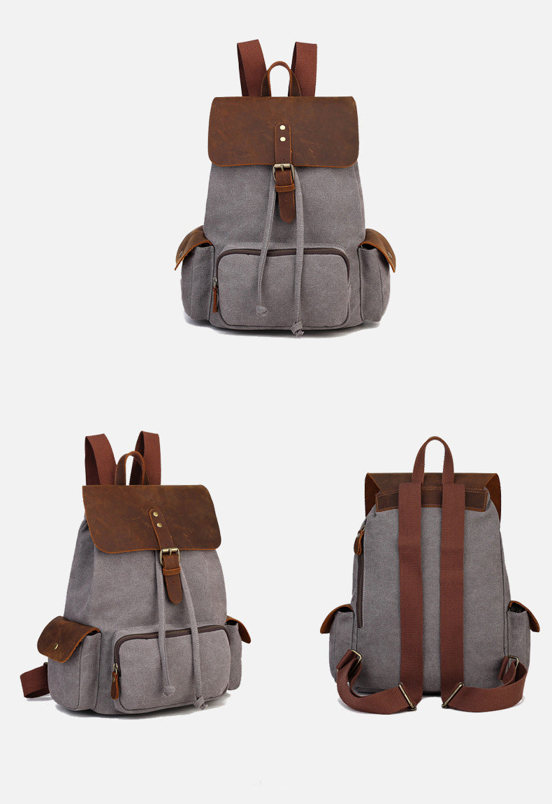 HIMODA canvas backpack-waxed leather-women- detail 4