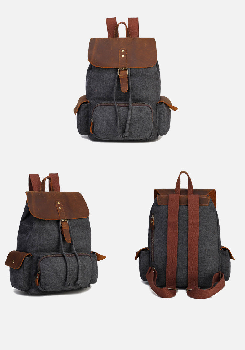 HIMODA canvas backpack-waxed leather-women- detail 1