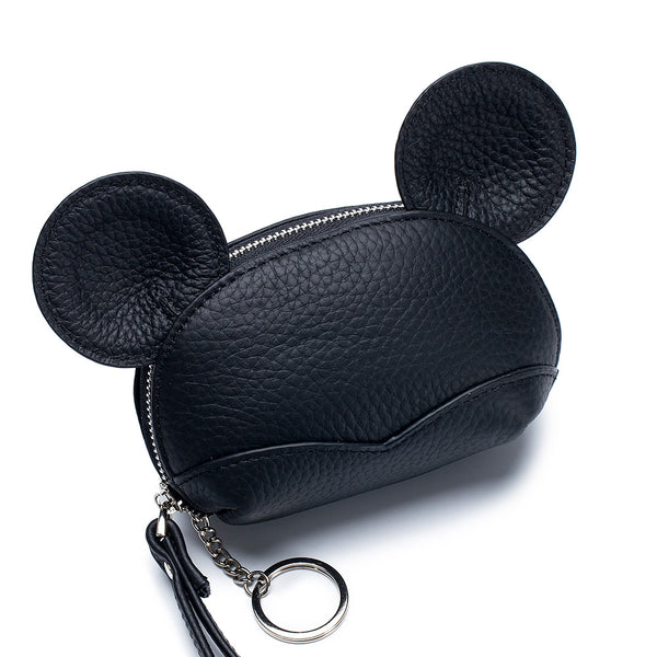 HIMODA leather coin purse wallet- cute-ears- black