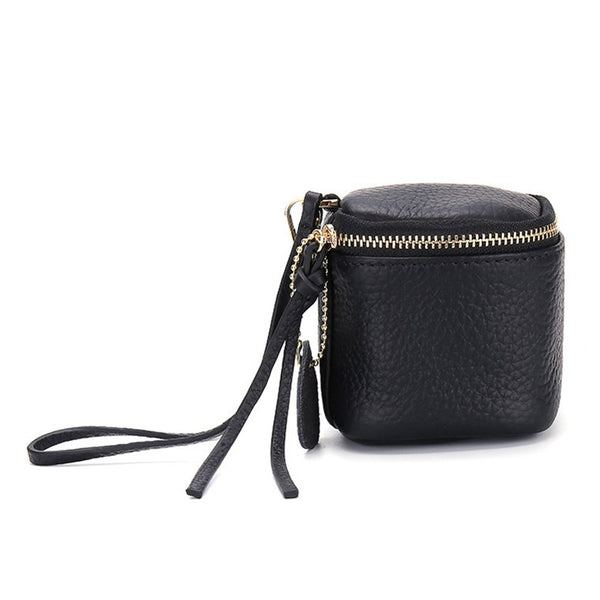 himoda leather coin purse- box nano bag- clutch-black
