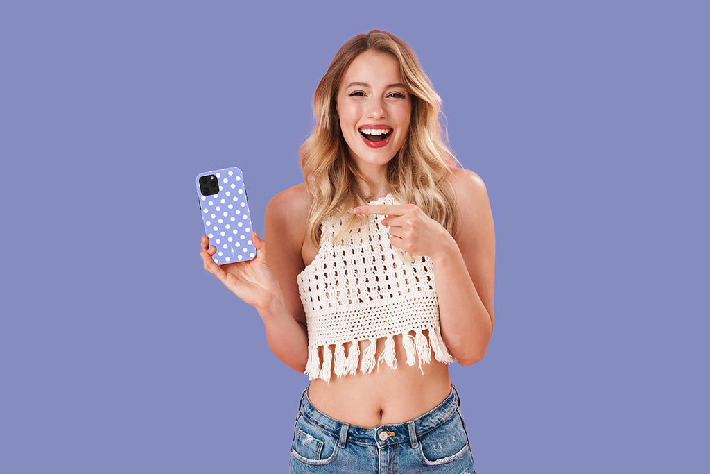 HIMODA purple white polka dot print iphone case summer - 12 pro max- model