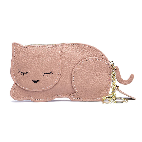 himoda leather coin purse- cute cat