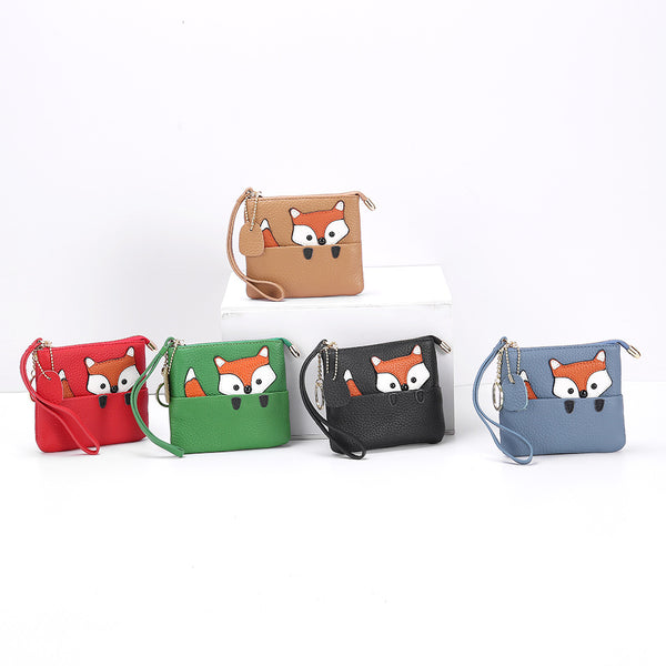 himoda full grain leather coin purse mini- cute squirrel