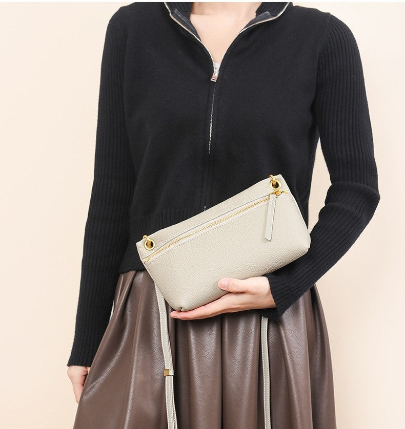 himoda leather baguette crossbody bag detail 4 - white