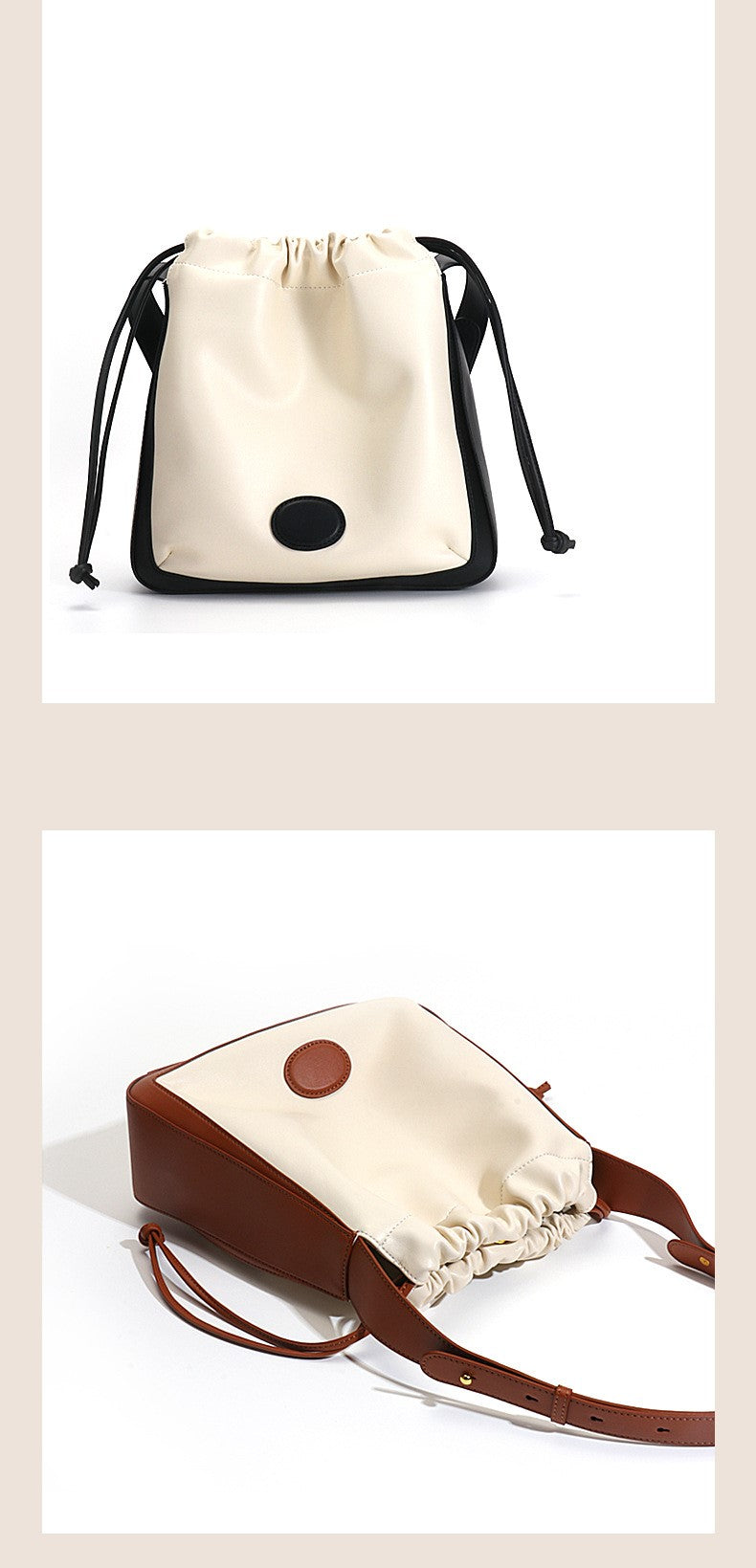 HIMODA soft leather drawstring bag - detail 2
