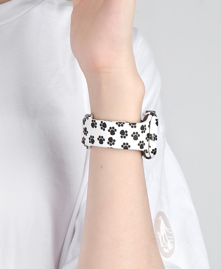 HIMODA spotted dog print black white silicone apple watch band & case