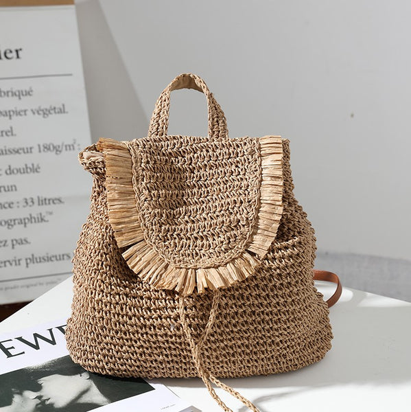straw backpack bag for summer 2021 -himoda