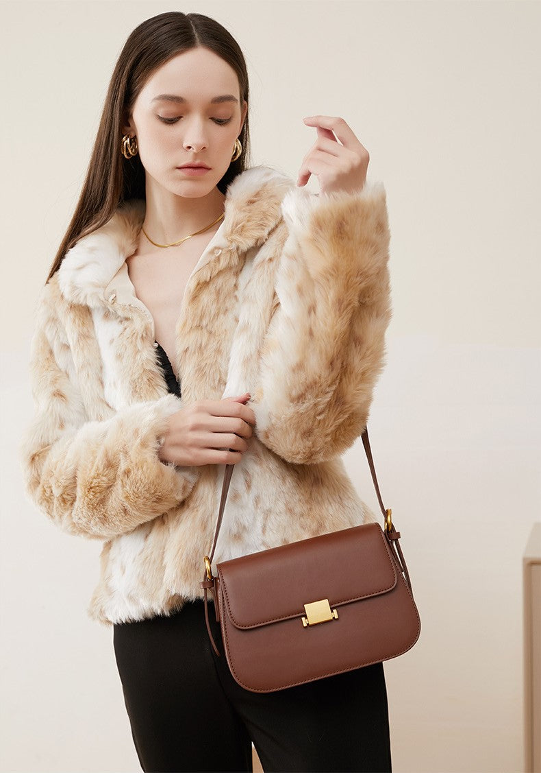 HIMODA leather shoulder bag - structured - tan detail 1