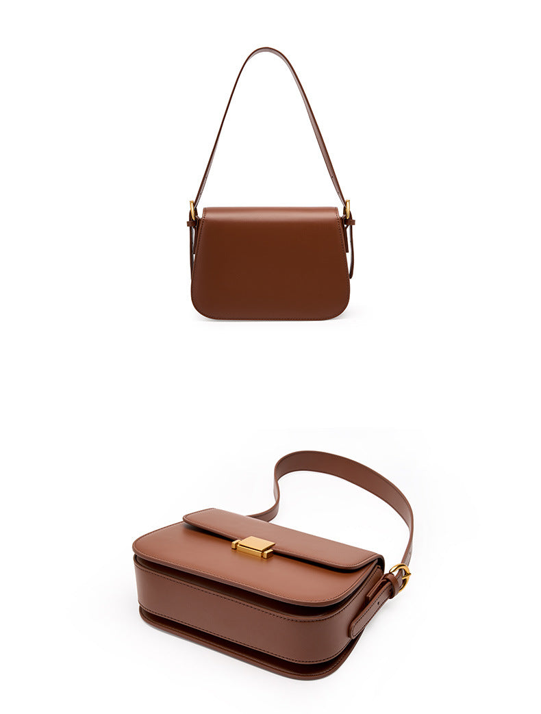 HIMODA leather shoulder bag - structured - tan detail 4