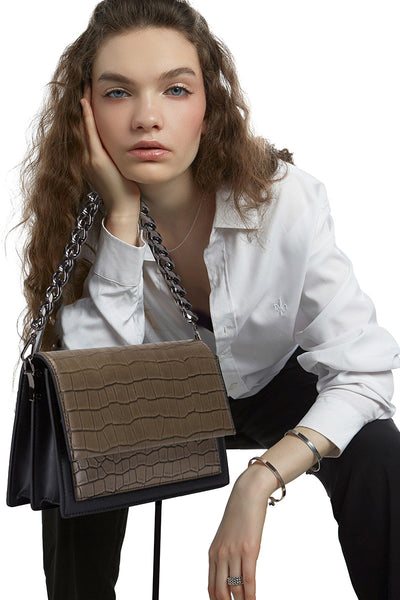 fashion trendy women's bag, caramel leather