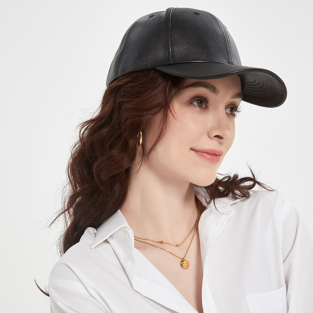 Vegan Leather Snapback Baseball Cap - Classic