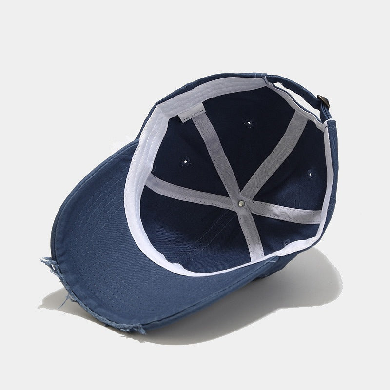 Distressed Strapback Cap - Blue