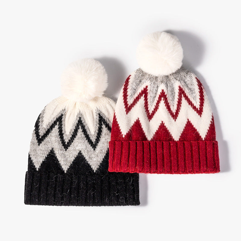 Fair Isle Beanie with Fur Pom