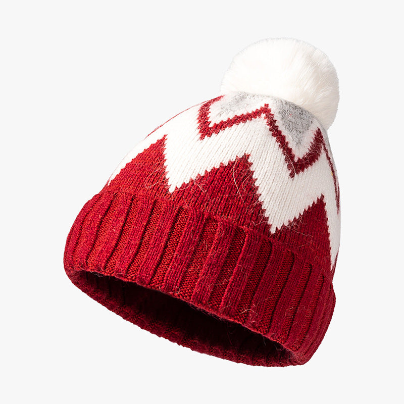 Fair Isle Beanie with Fur Pom