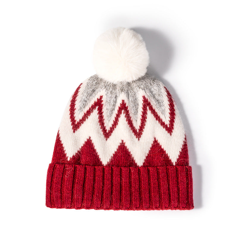 Fair Isle Beanie with Fur Pom