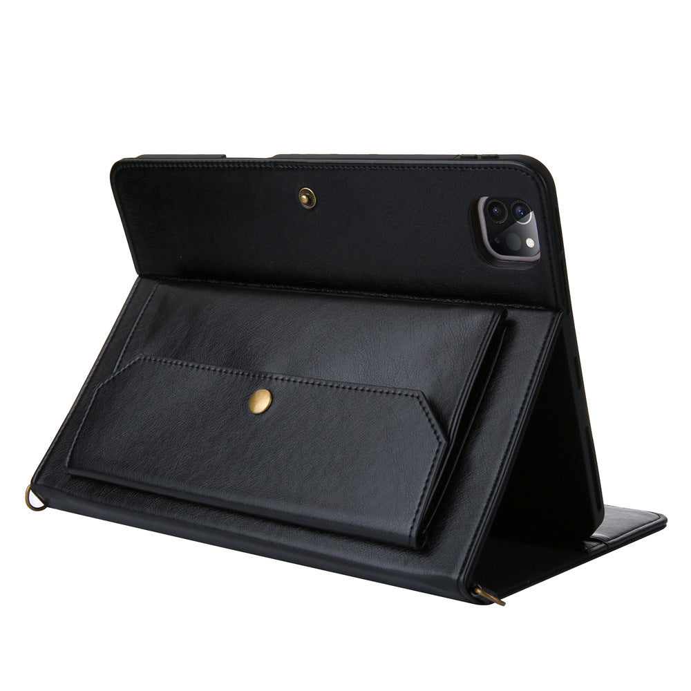 Leather Folio iPad Case with Wristlet & Crossbody Strap