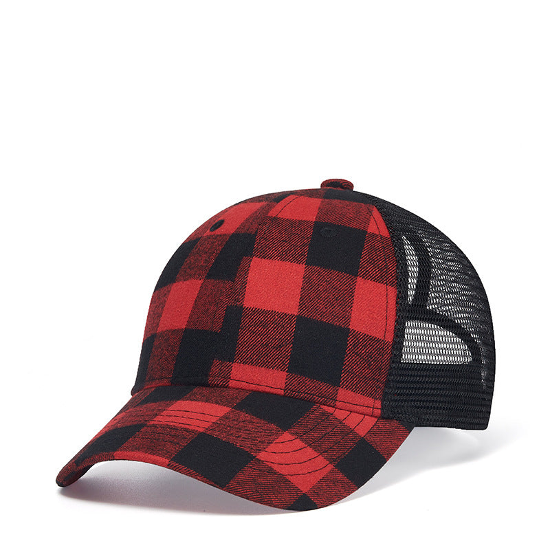 Mesh Velcro Baseball Cap - Checkered