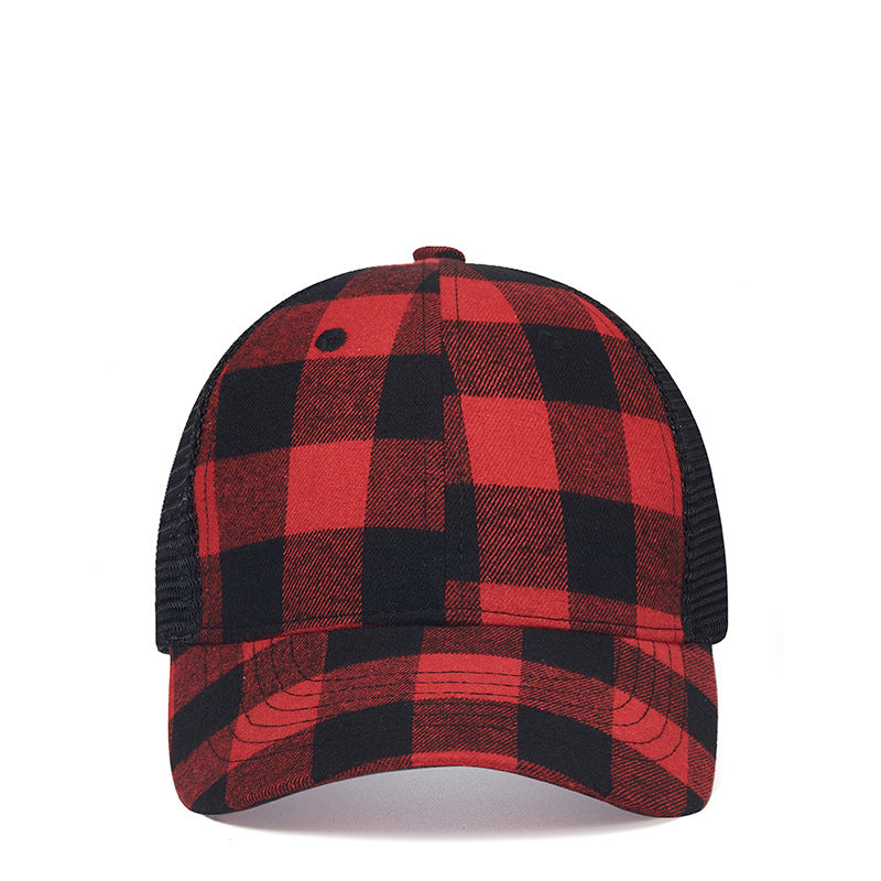 Mesh Velcro Baseball Cap - Checkered