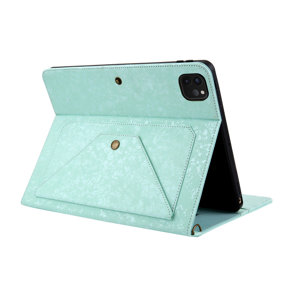 Leather Folio iPad Case with Wristlet & Crossbody Strap - Mint