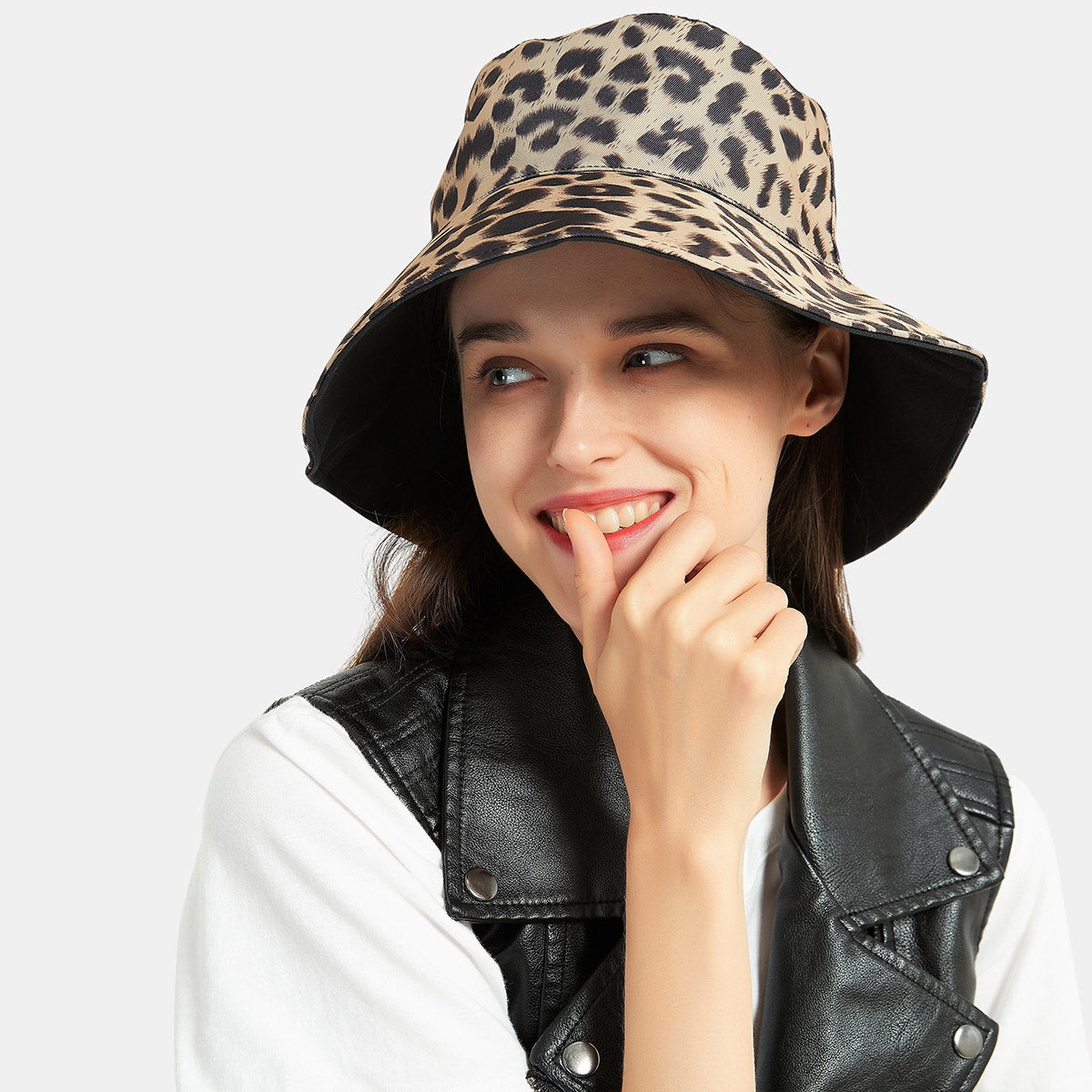 Reversible Leopard Print Bucket Hat