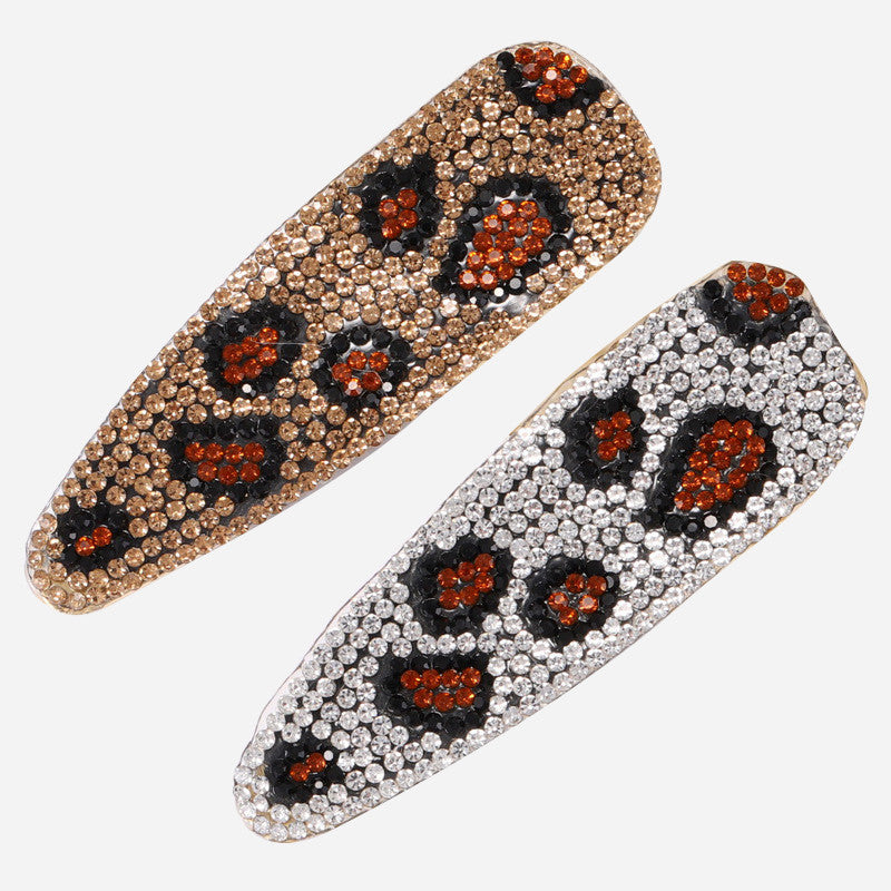 Large Rhinestone Leopard Hair Pins, 3 Pack