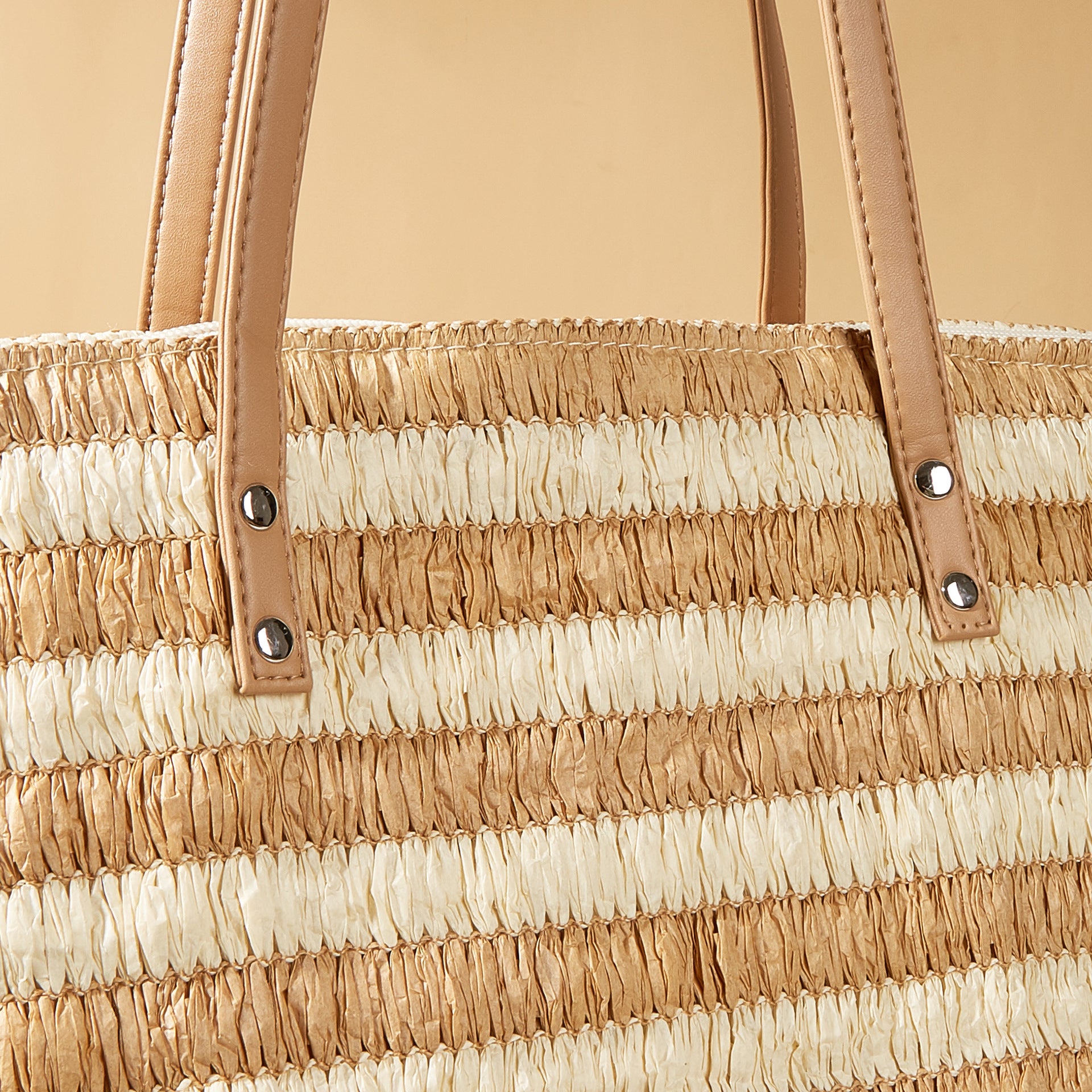 Striped Straw Shoulder Bag