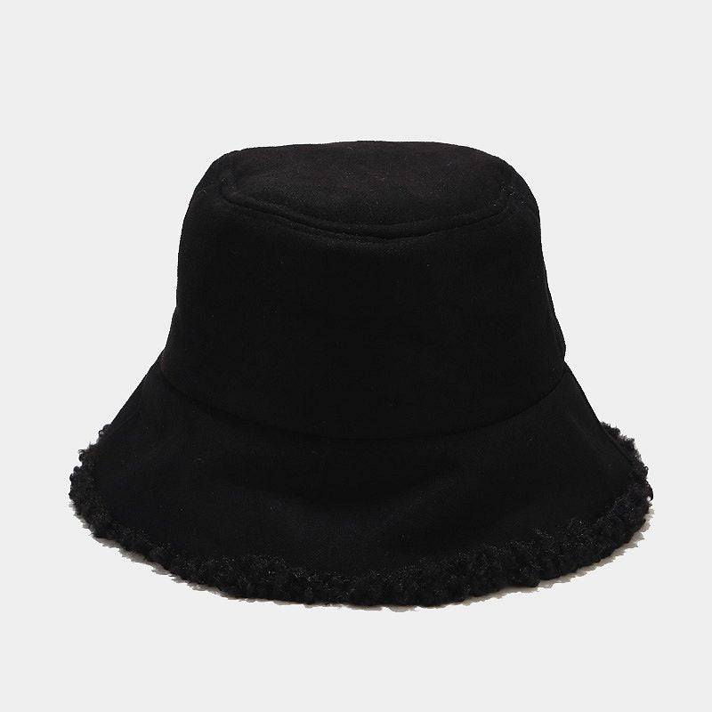 Suede Bucket Hat with Shearling Lining