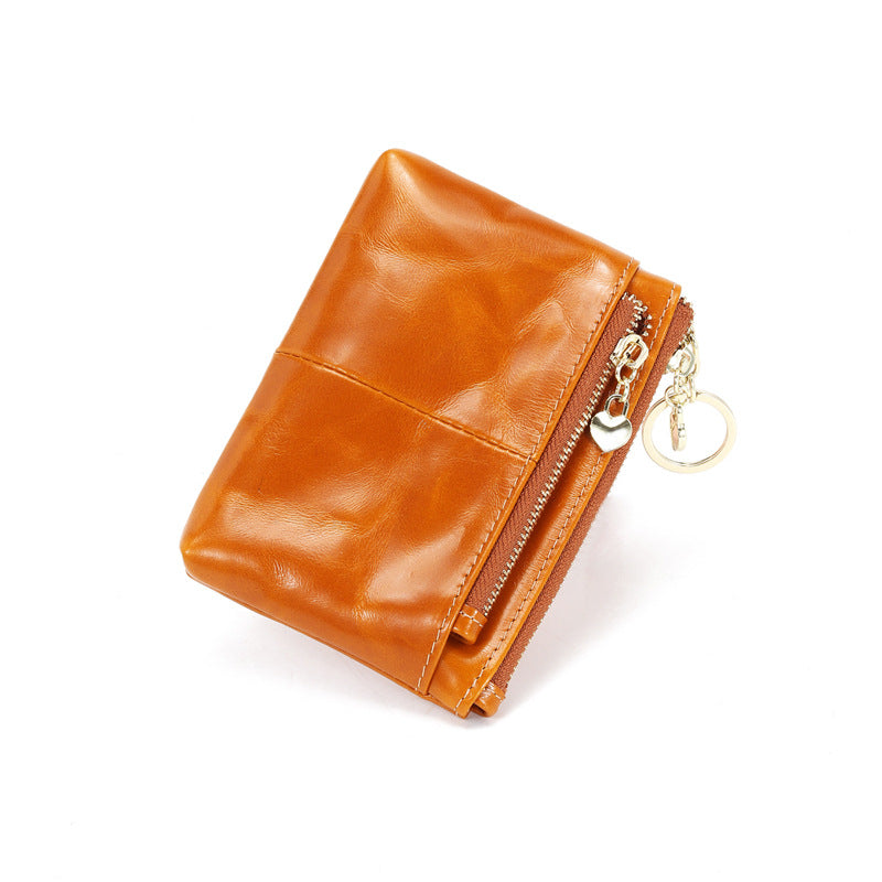 Waxed Leather Wallet with Key Ring