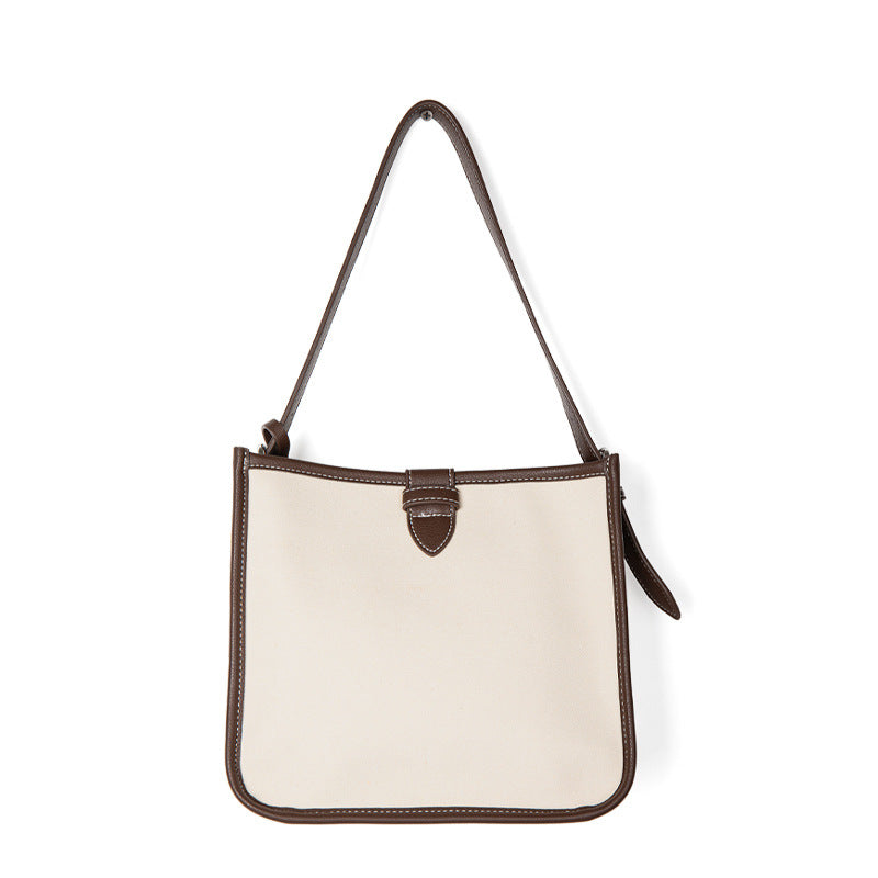 Medium Canvas Shoulder Bag with Leather Trims