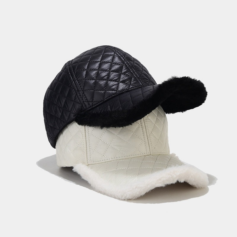 Quilted Cap with Faux Fur Trim