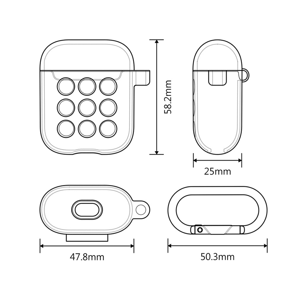 Silicone Airpods Case with Hollow Dots, Dark with Green