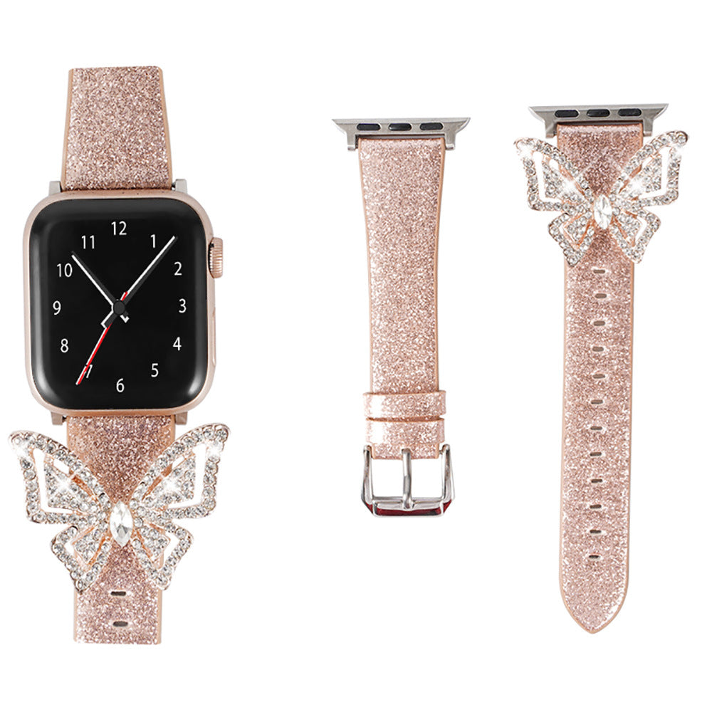 Glitter Apple Watch Band with Butterfly Ornament