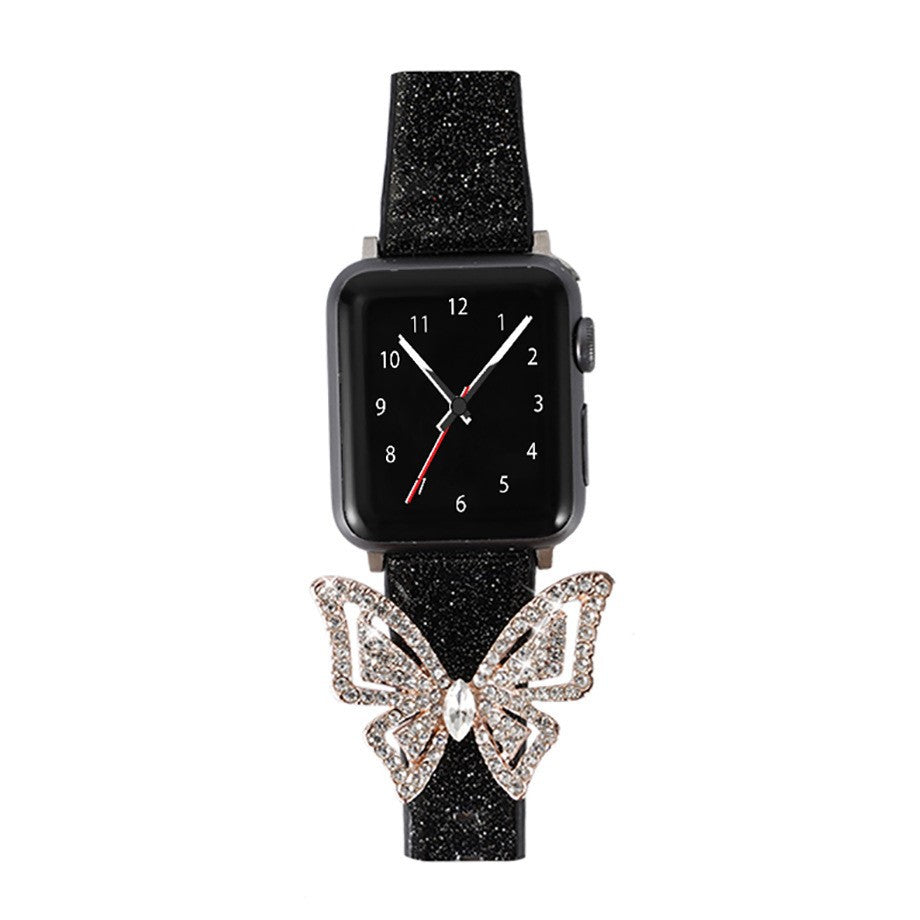 Glitter Apple Watch Band with Butterfly Ornament