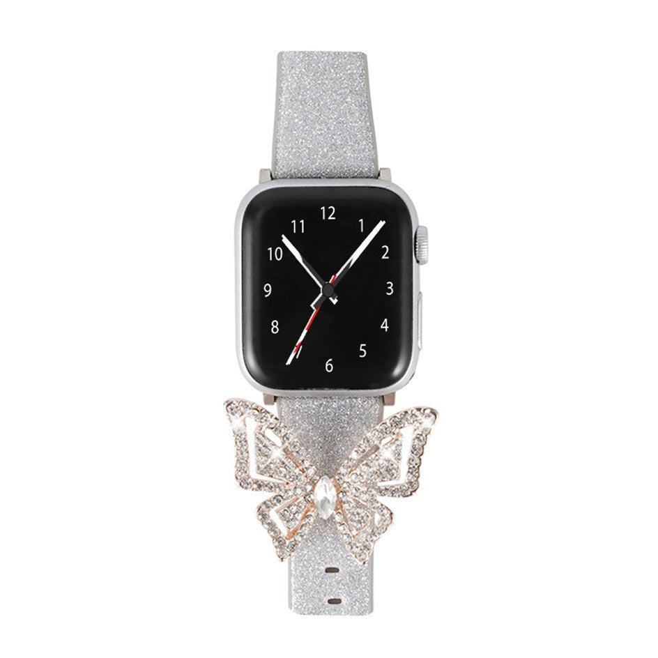 Glitter Apple Watch Band with Butterfly Ornament