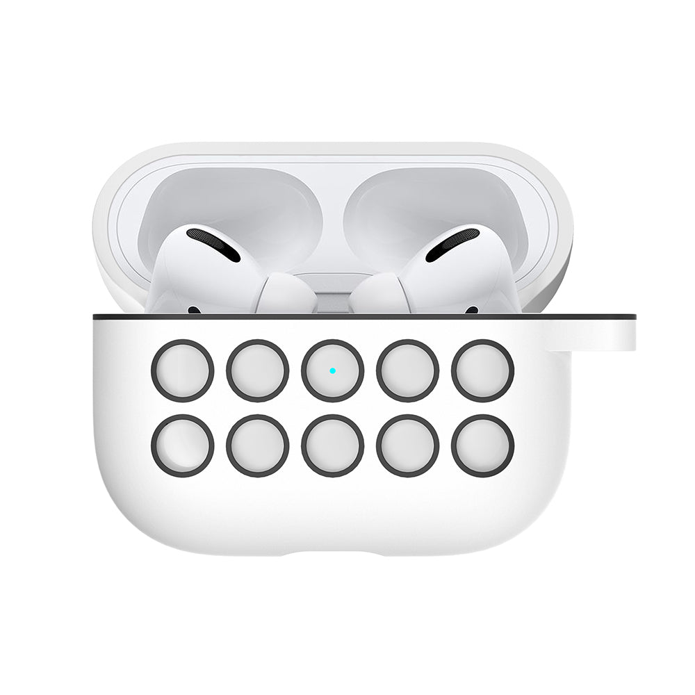 Silicone Airpods Pro Case with Hollow Dots, White