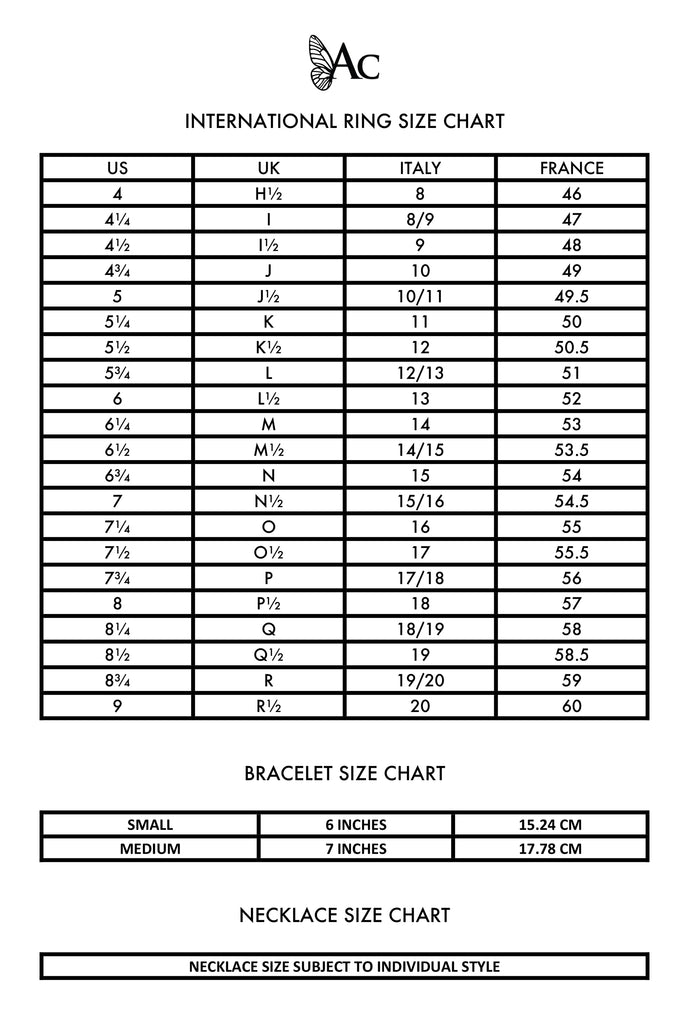international ring size chart