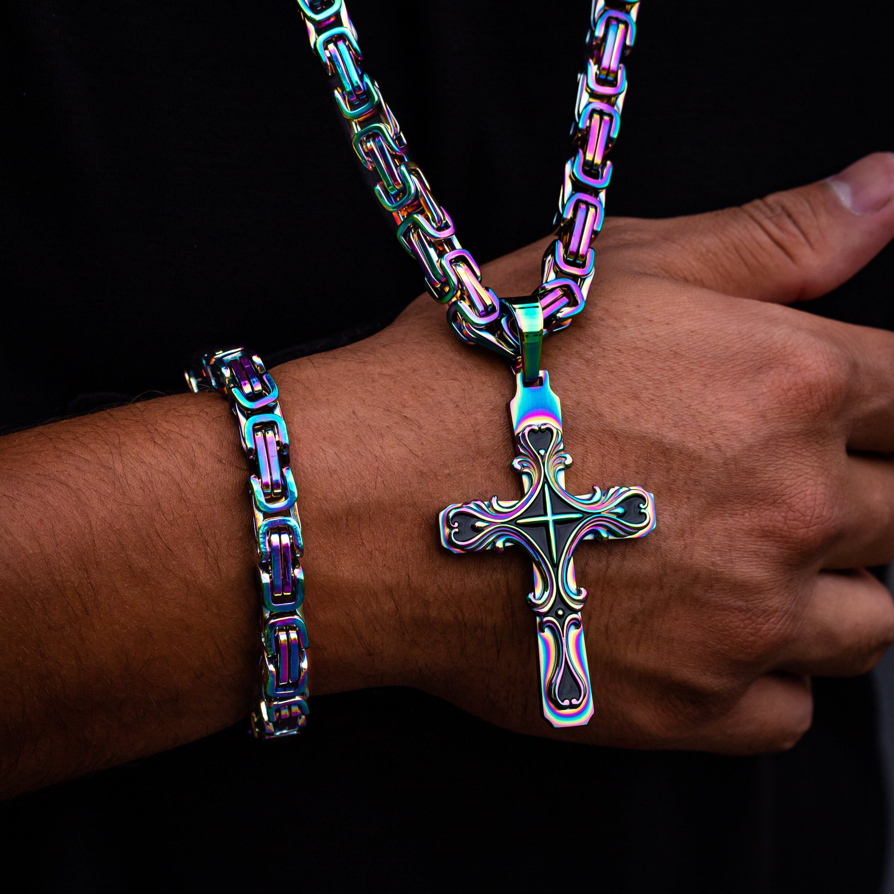 Spectrum Tribal Cross Necklace
