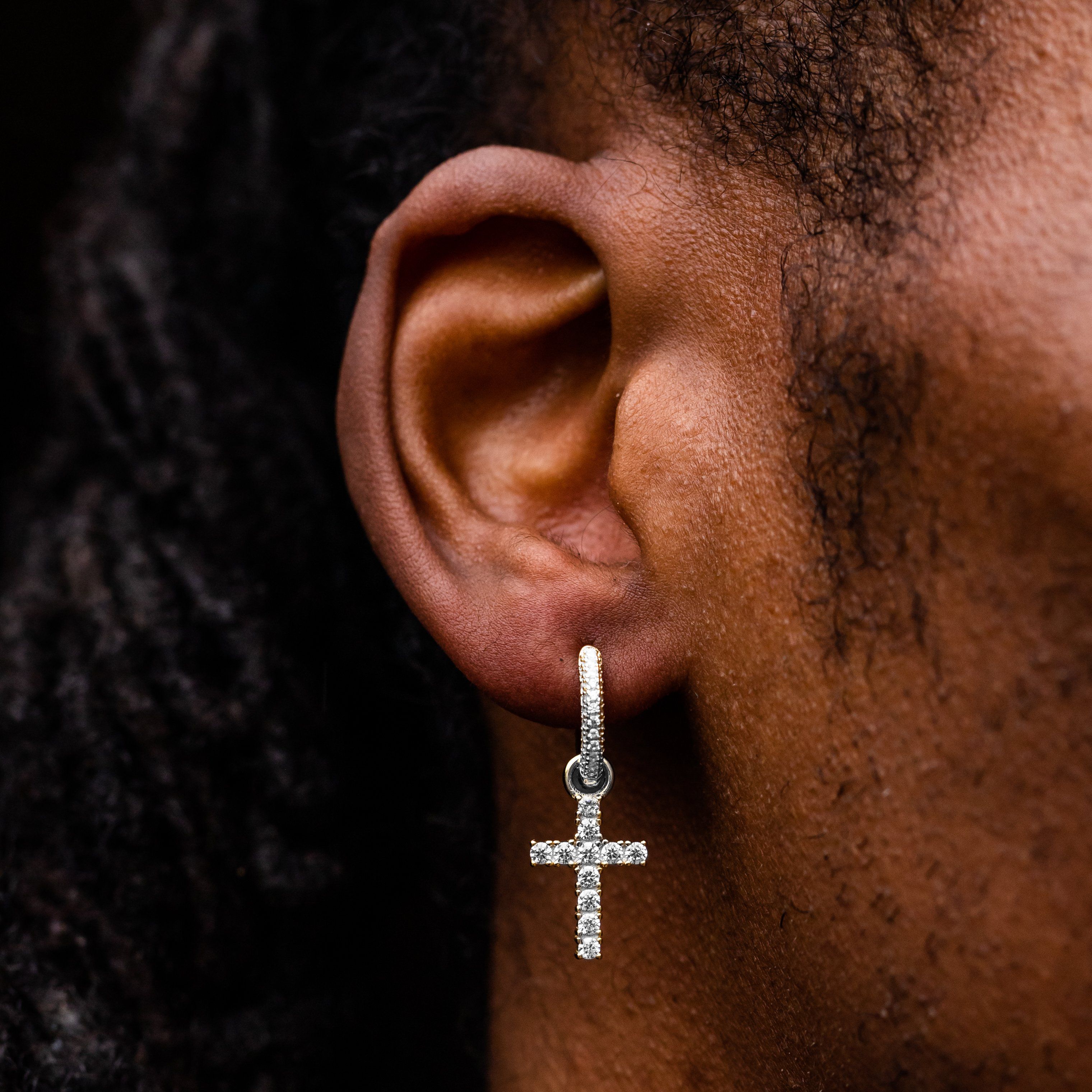 Cross Earring in White Gold